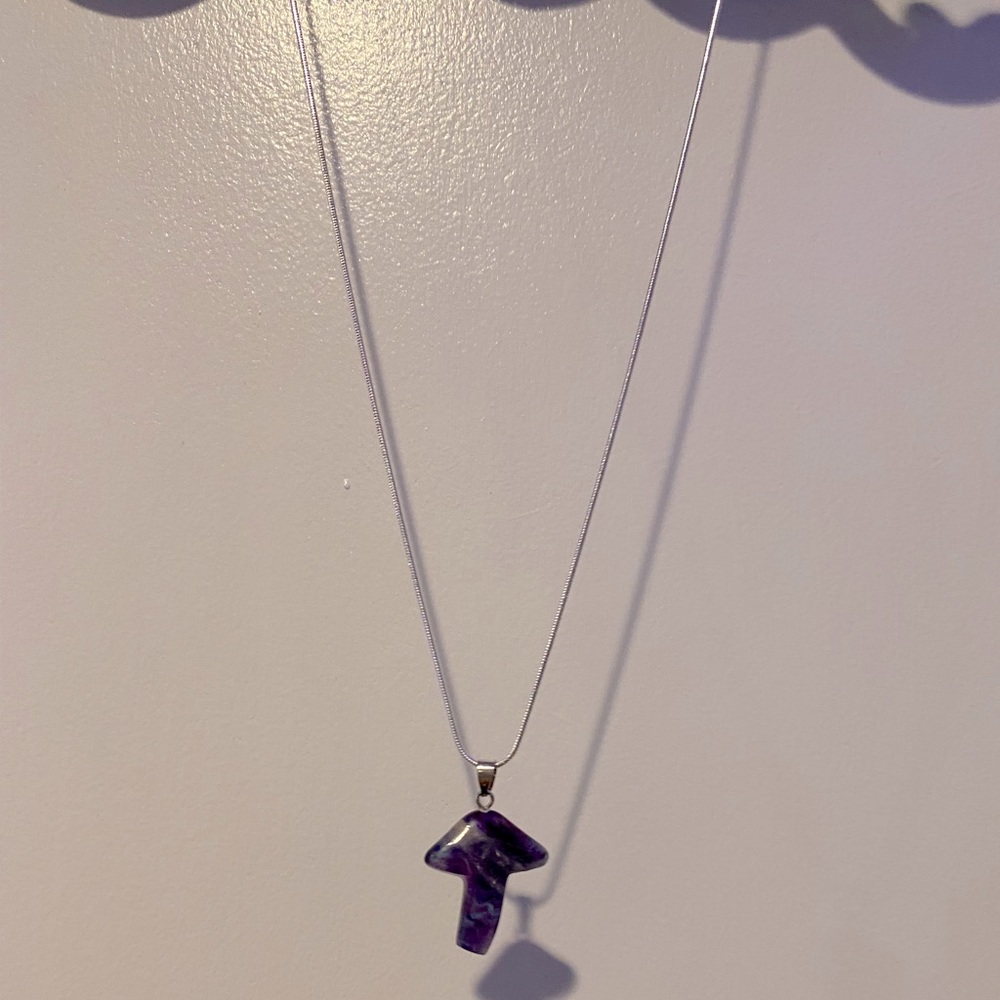 Natural Amethyst Stone Mushroom Shape Necklace